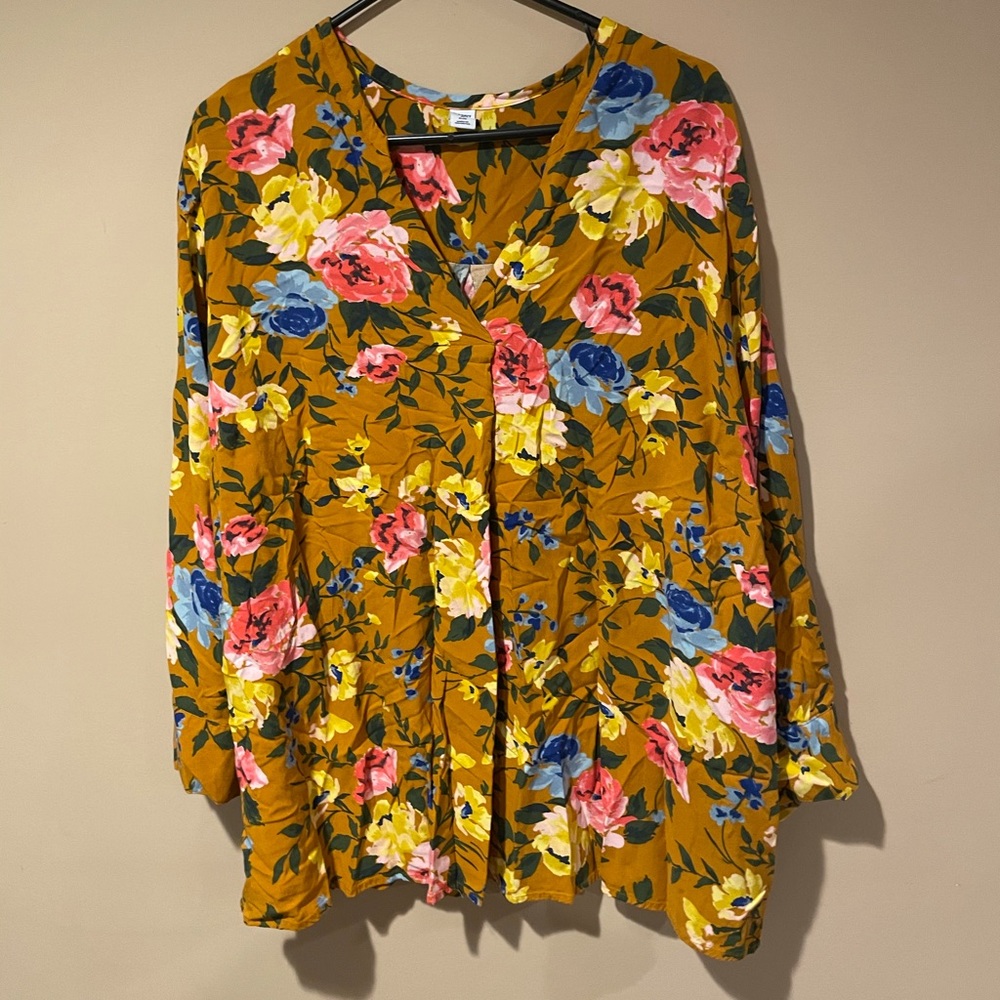 Old Navy Mustard Floral Blouse 3X